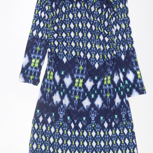Marks and Spencer Women's Blue Geometric Dress, Size 12