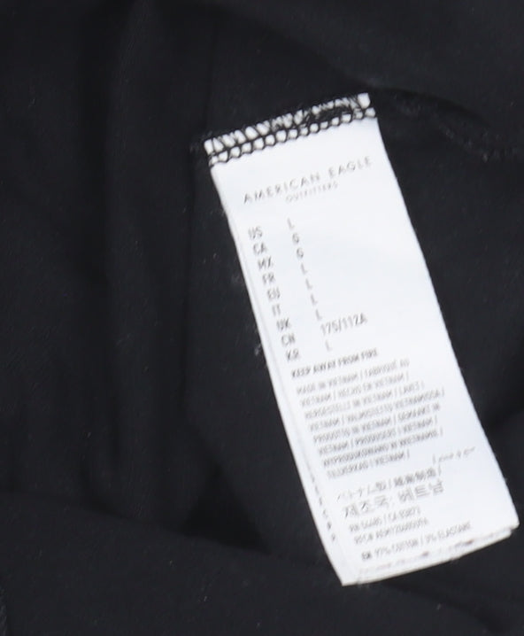 American Eagle Men’s Black Polo Shirt, L, Super Soft