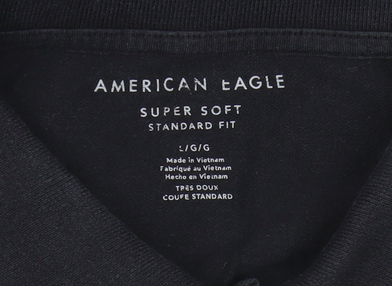 American Eagle Men’s Black Polo Shirt, L, Super Soft