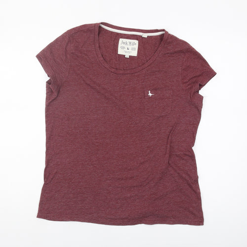 Jack Wills Women's Red Basic T-Shirt Size 14