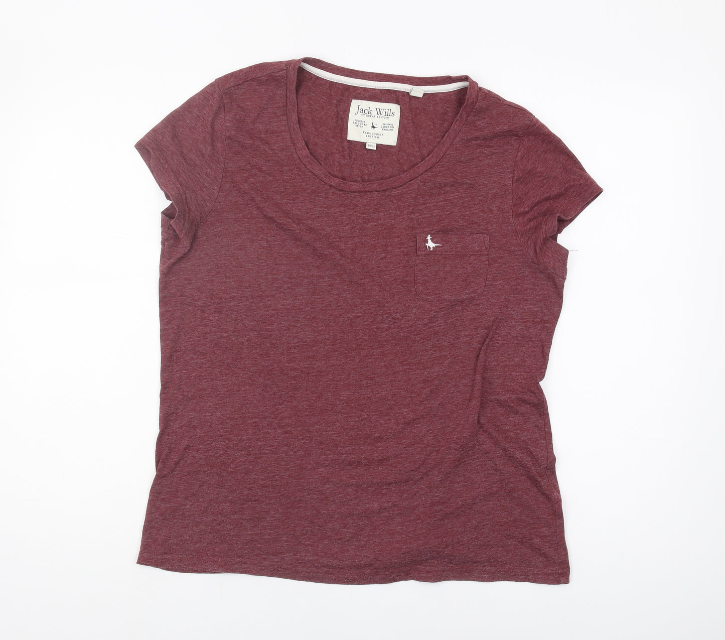 Jack Wills Women's Red Basic T-Shirt Size 14