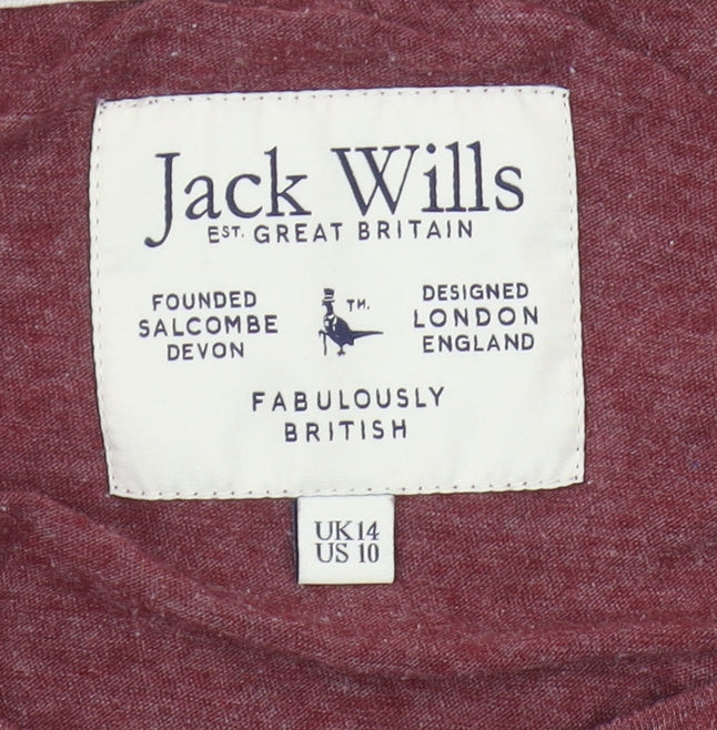 Jack Wills Women's Red Basic T-Shirt Size 14