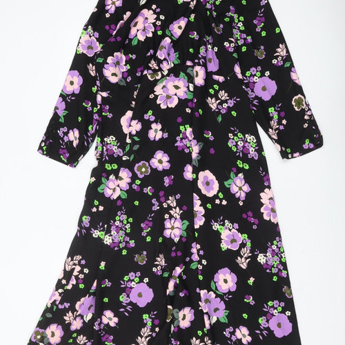 Marks and Spencer Women's Black Floral Dress Size 16