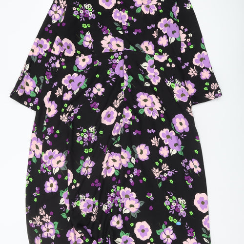 Marks and Spencer Women's Black Floral Dress Size 16