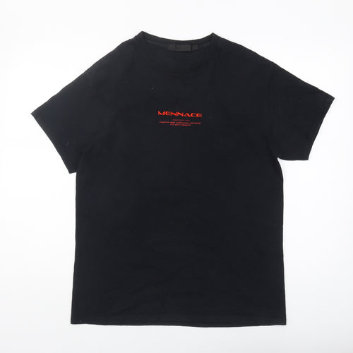 Mennace Black Graphic Print Men's T-Shirt, S