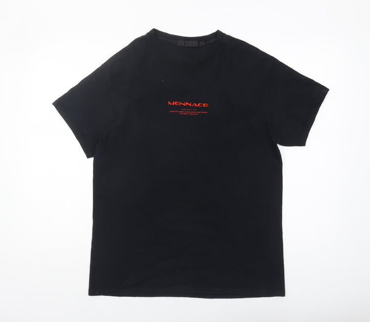 Mennace Black Graphic Print Men's T-Shirt, S