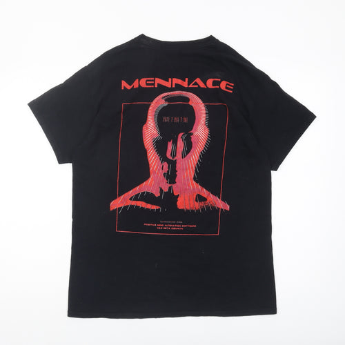 Mennace Black Graphic Print Men's T-Shirt, S