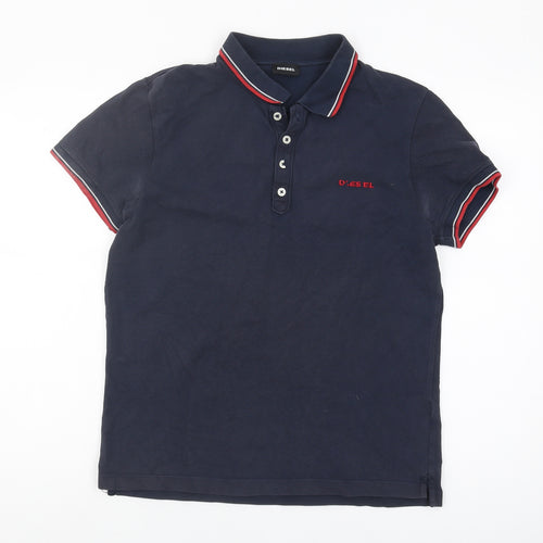 Diesel Men's Blue Polo Shirt Medium with Logo Accent