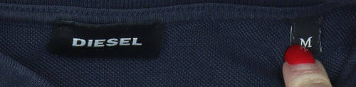 Diesel Men's Blue Polo Shirt Medium with Logo Accent