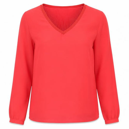 Vero Moda Red Blouse, Women, M, V-Neck, Long Sleeve, Casual