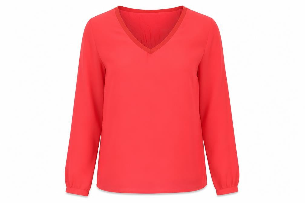 Vero Moda Red Blouse, Women, M, V-Neck, Long Sleeve, Casual