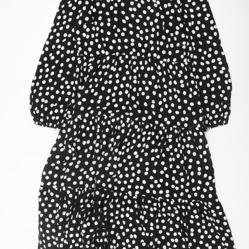 New Look Women's Black Polka Dot A-Line Dress Size 12