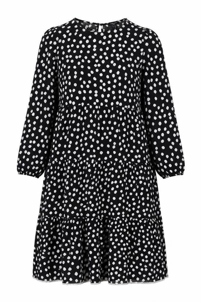 New Look Women's Black Polka Dot A-Line Dress Size 12