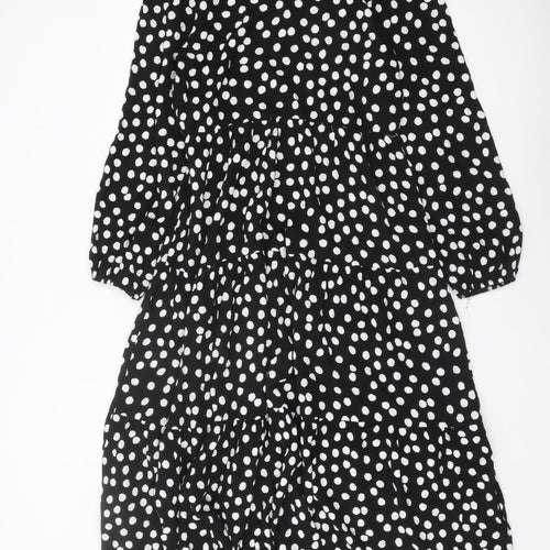 New Look Women's Black Polka Dot A-Line Dress Size 12