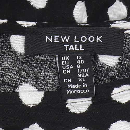 New Look Women's Black Polka Dot A-Line Dress Size 12