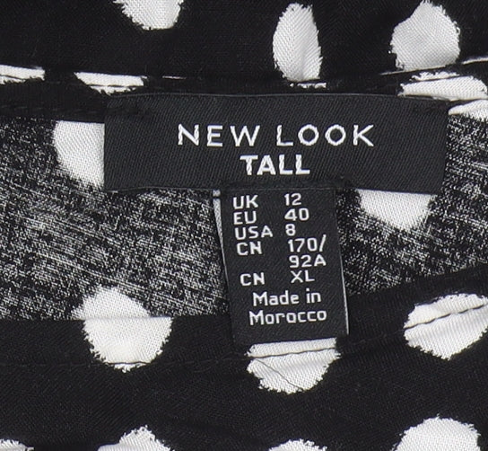 New Look Women's Black Polka Dot A-Line Dress Size 12