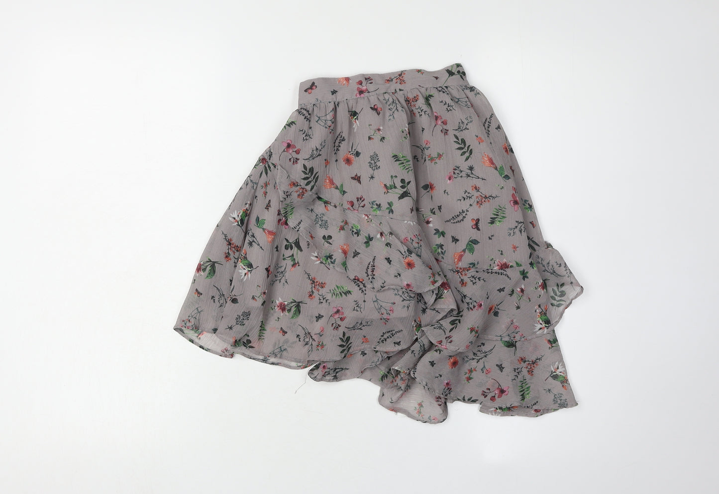 Next Girls Grey Floral Peasant Skirt, Size 6 Years