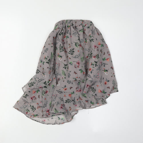 Next Girls Grey Floral Peasant Skirt, Size 6 Years