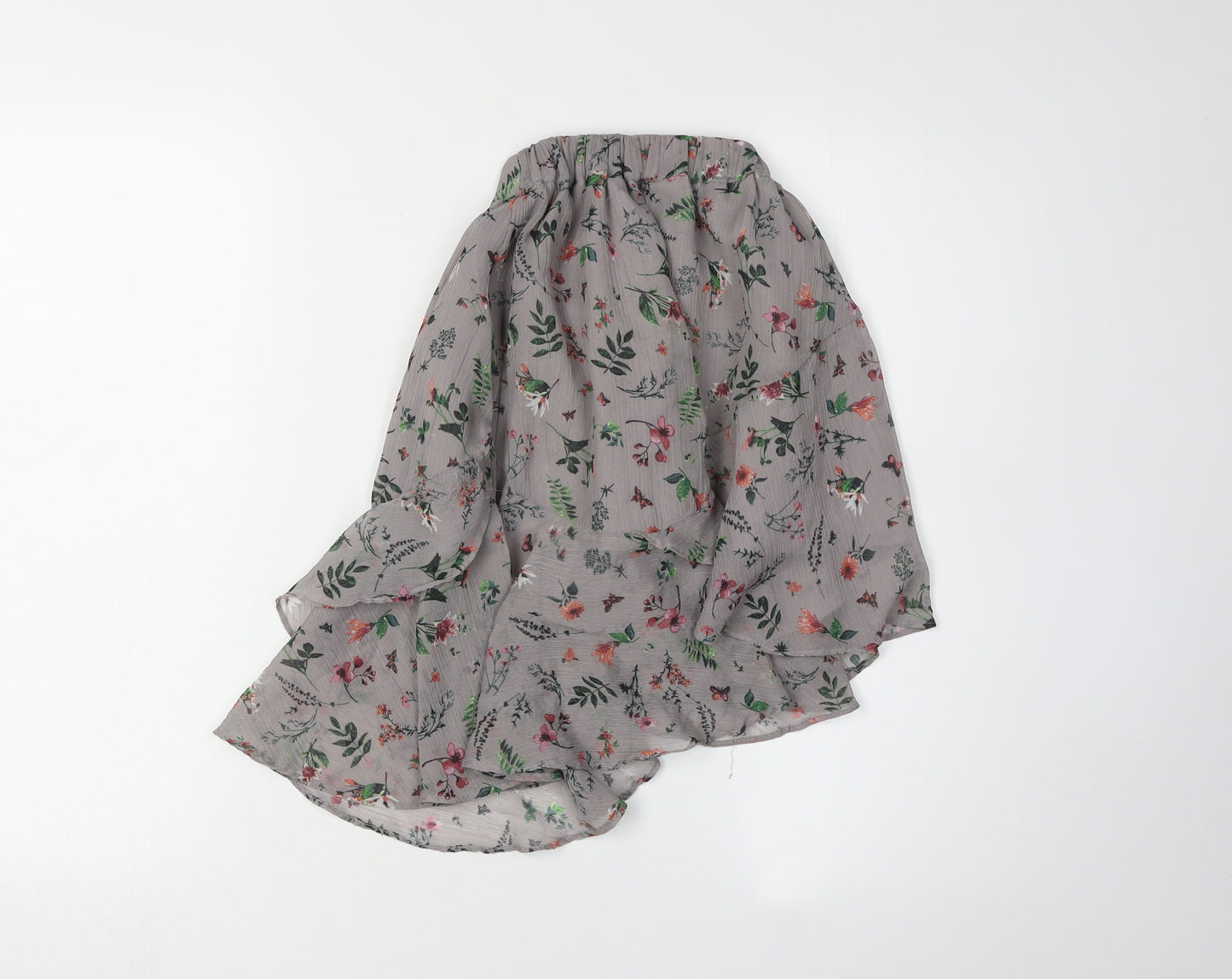 Next Girls Grey Floral Peasant Skirt, Size 6 Years