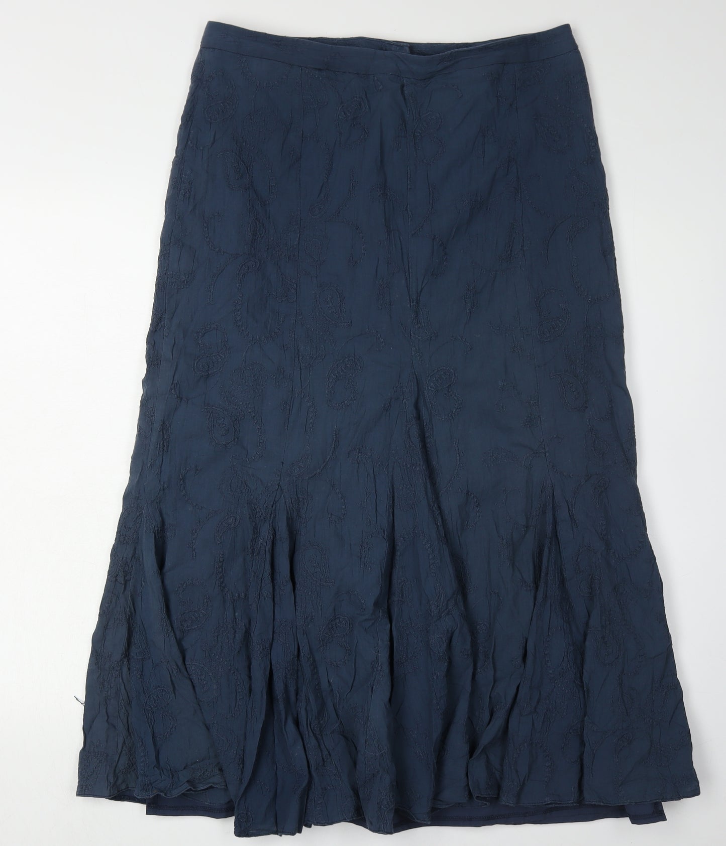 BHS Women's Blue Midi Skirt Size 14 with Paisley Pattern