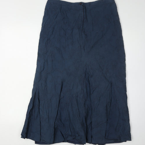 BHS Women's Blue Midi Skirt Size 14 with Paisley Pattern