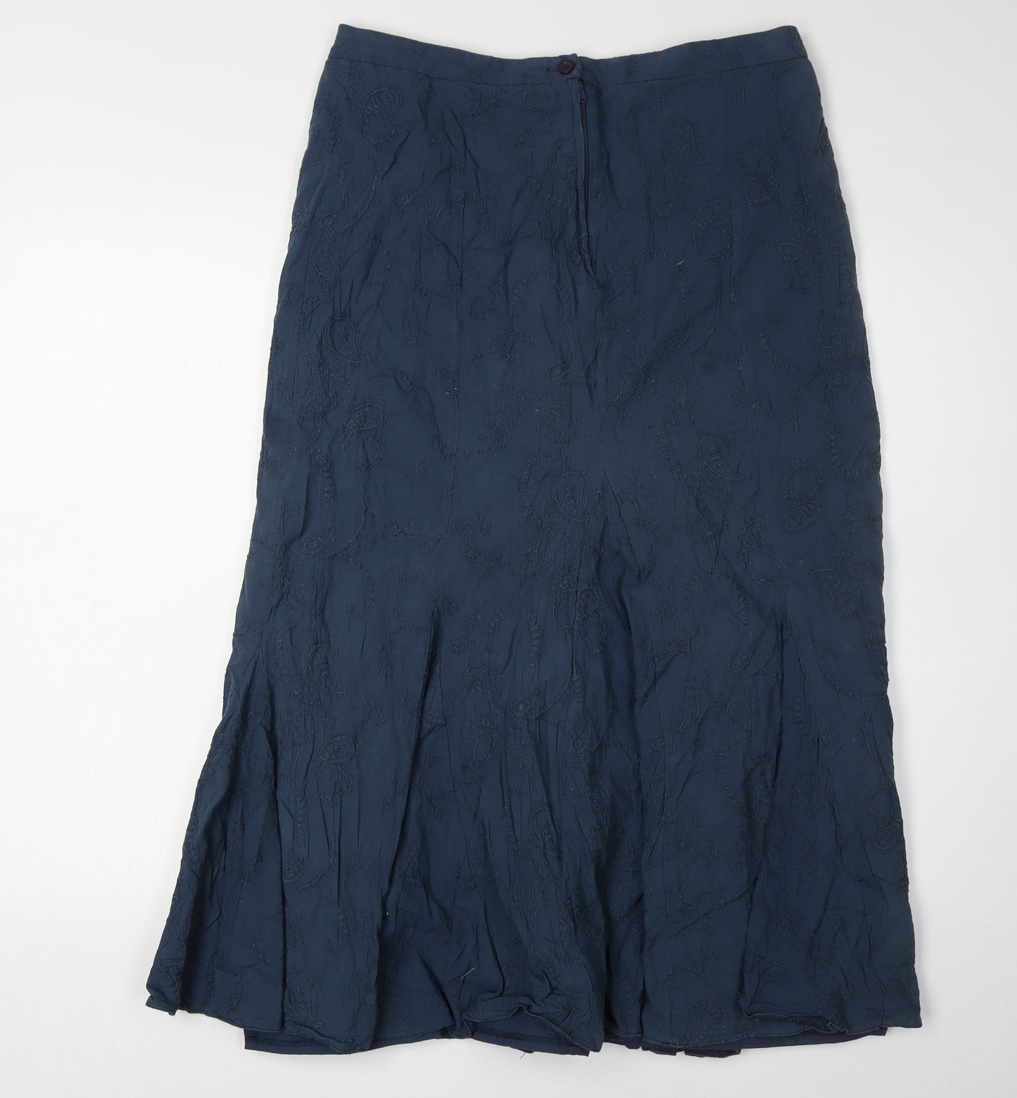 BHS Women's Blue Midi Skirt Size 14 with Paisley Pattern