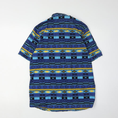 Carhartt Men's Blue Geometric Short Sleeve Shirt S