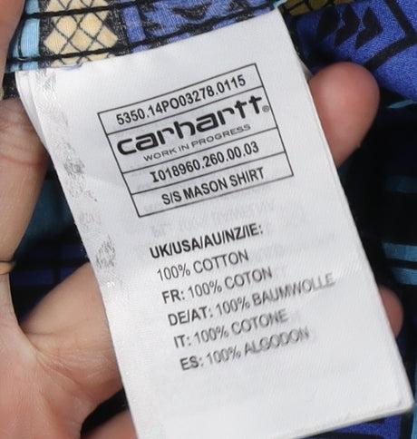 Carhartt Men's Blue Geometric Short Sleeve Shirt S