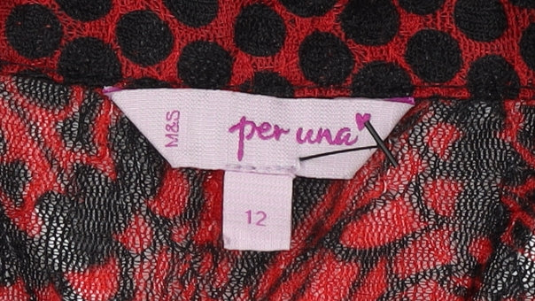 Marks and Spencer Women's Red Blouse, Size 12, Floral