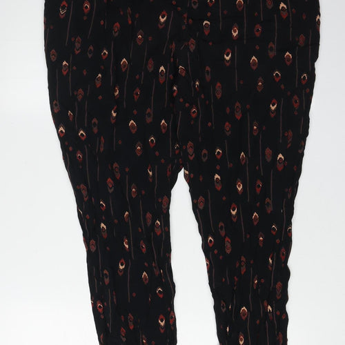 Monsoon Women's Black Geometric Trousers Size 16