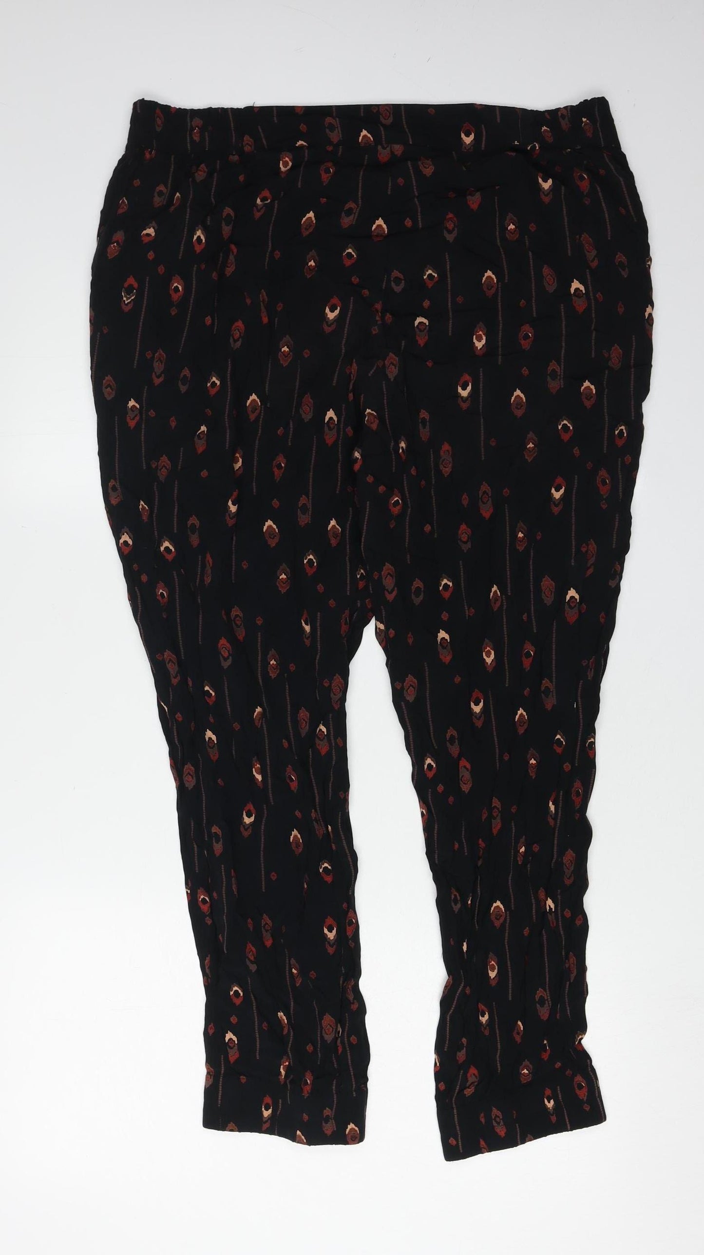 Monsoon Women's Black Geometric Trousers Size 16