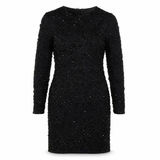Joan Leslie Women's Black Beaded Sheath Dress Size 10