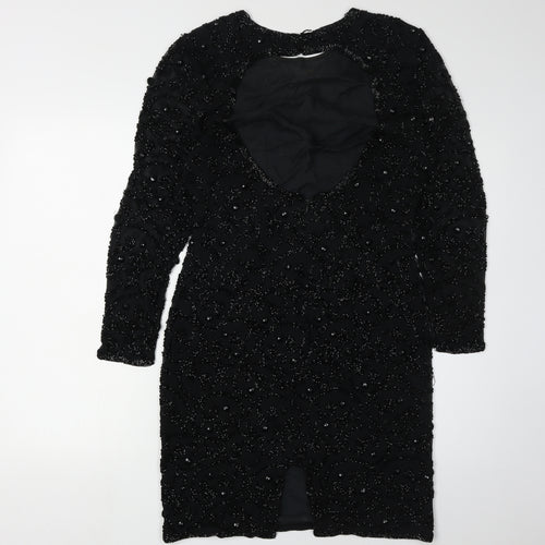 Joan Leslie Women's Black Beaded Sheath Dress Size 10