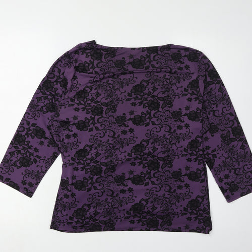 M&Co Women's Purple Floral Wrap Blouse Size 16