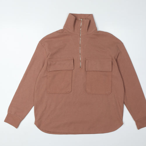 MNG Women's Brown XS Sweatshirt with Zip Pockets