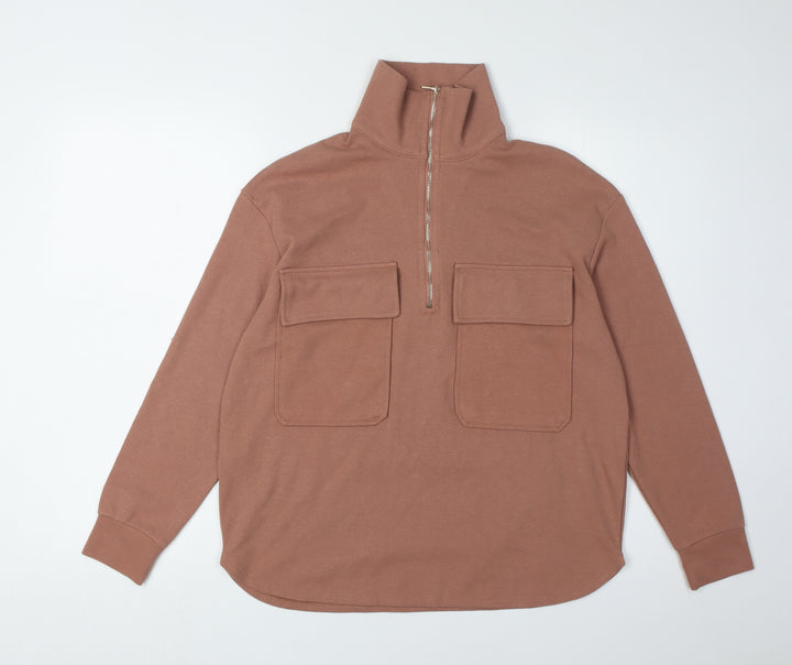 MNG Women's Brown XS Sweatshirt with Zip Pockets