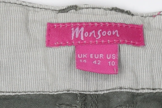 Monsoon Women's Green Chino Shorts Size 14