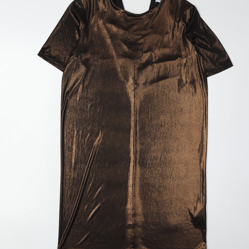 Warehouse Women's Brown Short Sleeve Dress 8