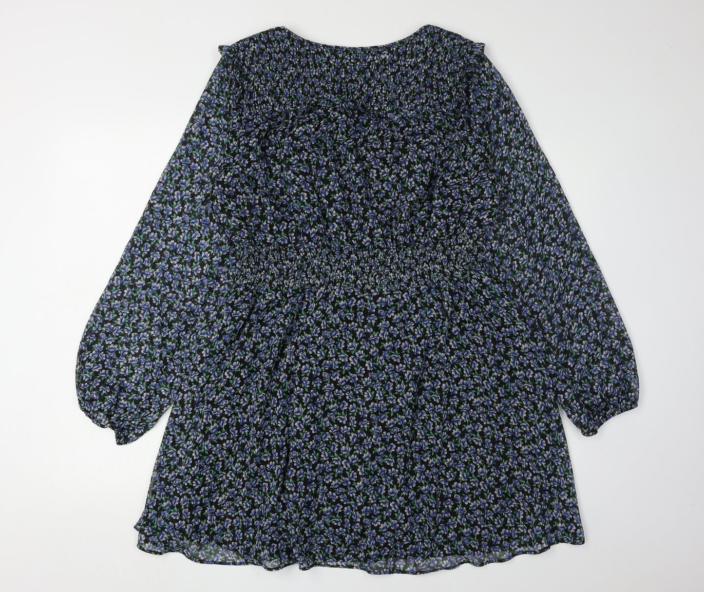 Zara Women's Multicoloured Floral Puff Sleeve Dress L