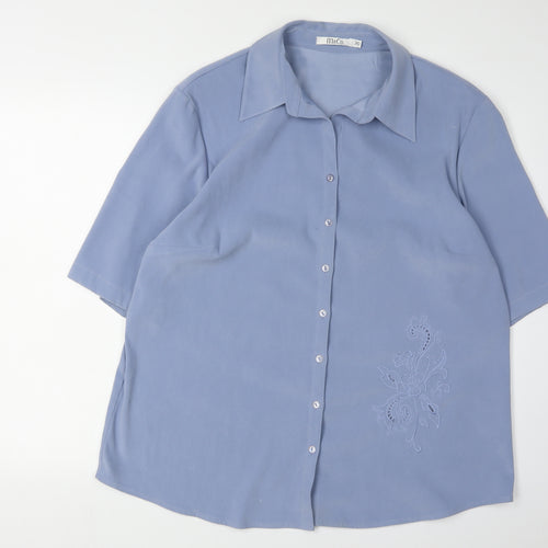 M&Co Women's Blue Button-Up Shirt Size 20