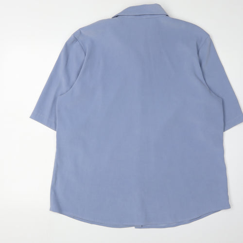 M&Co Women's Blue Button-Up Shirt Size 20