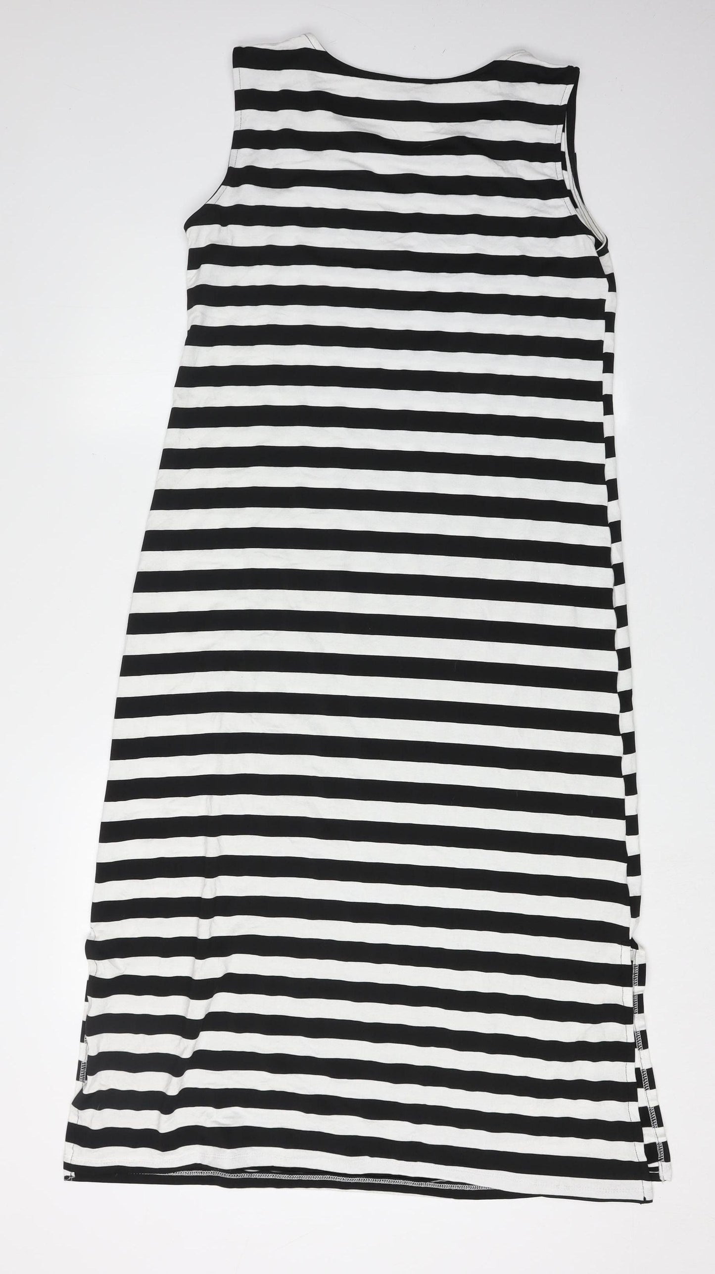 BARLEY Women's Black Striped Tank Dress L