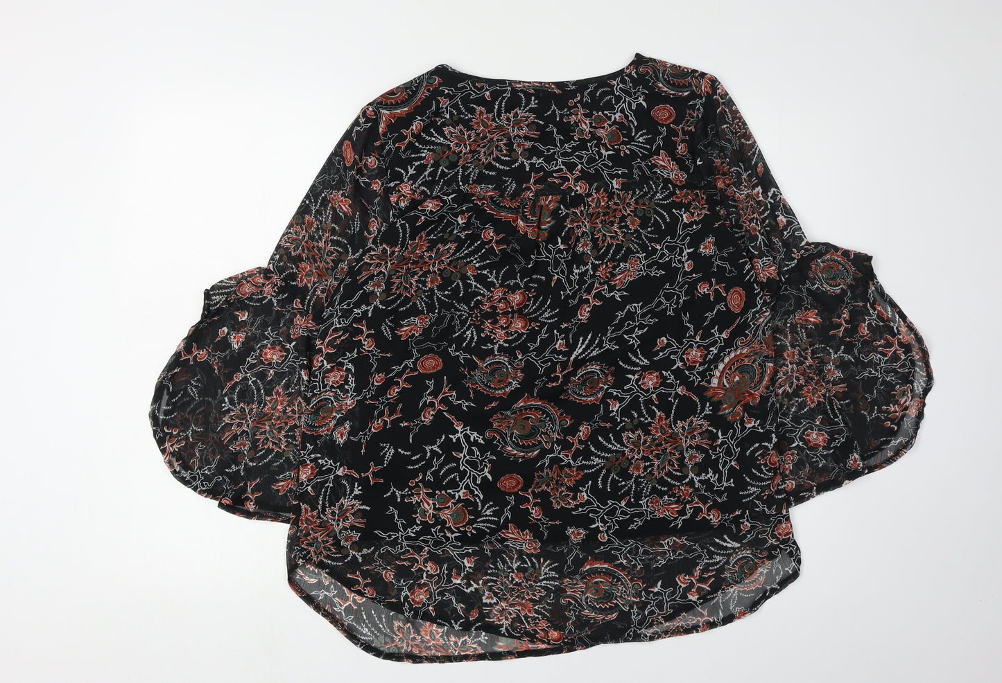Klass Women's Floral Blouse Size 14, Black, Round Neck
