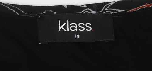 Klass Women's Floral Blouse Size 14, Black, Round Neck