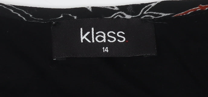 Klass Women's Floral Blouse Size 14, Black, Round Neck