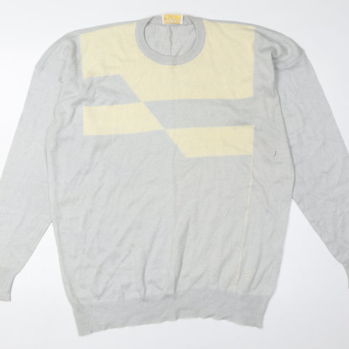 Farah Men's Grey Geometric Knit Pullover Jumper M