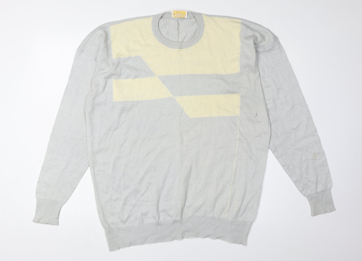 Farah Men's Grey Geometric Knit Pullover Jumper M