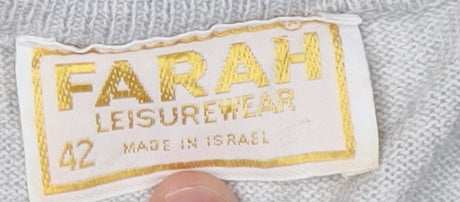 Farah Men's Grey Geometric Knit Pullover Jumper M