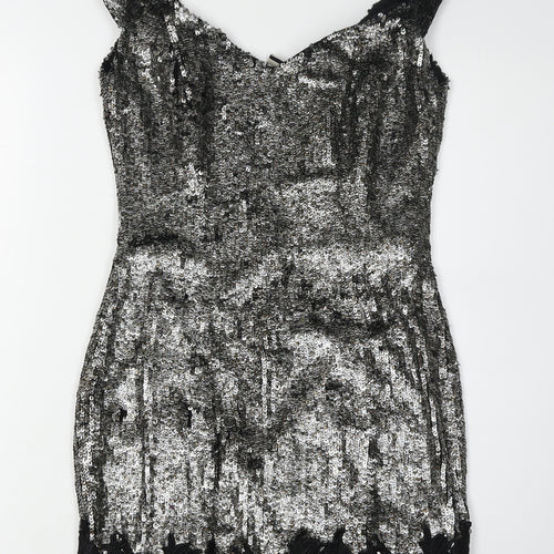 Topshop Women's Silver Bodycon Dress Size 8