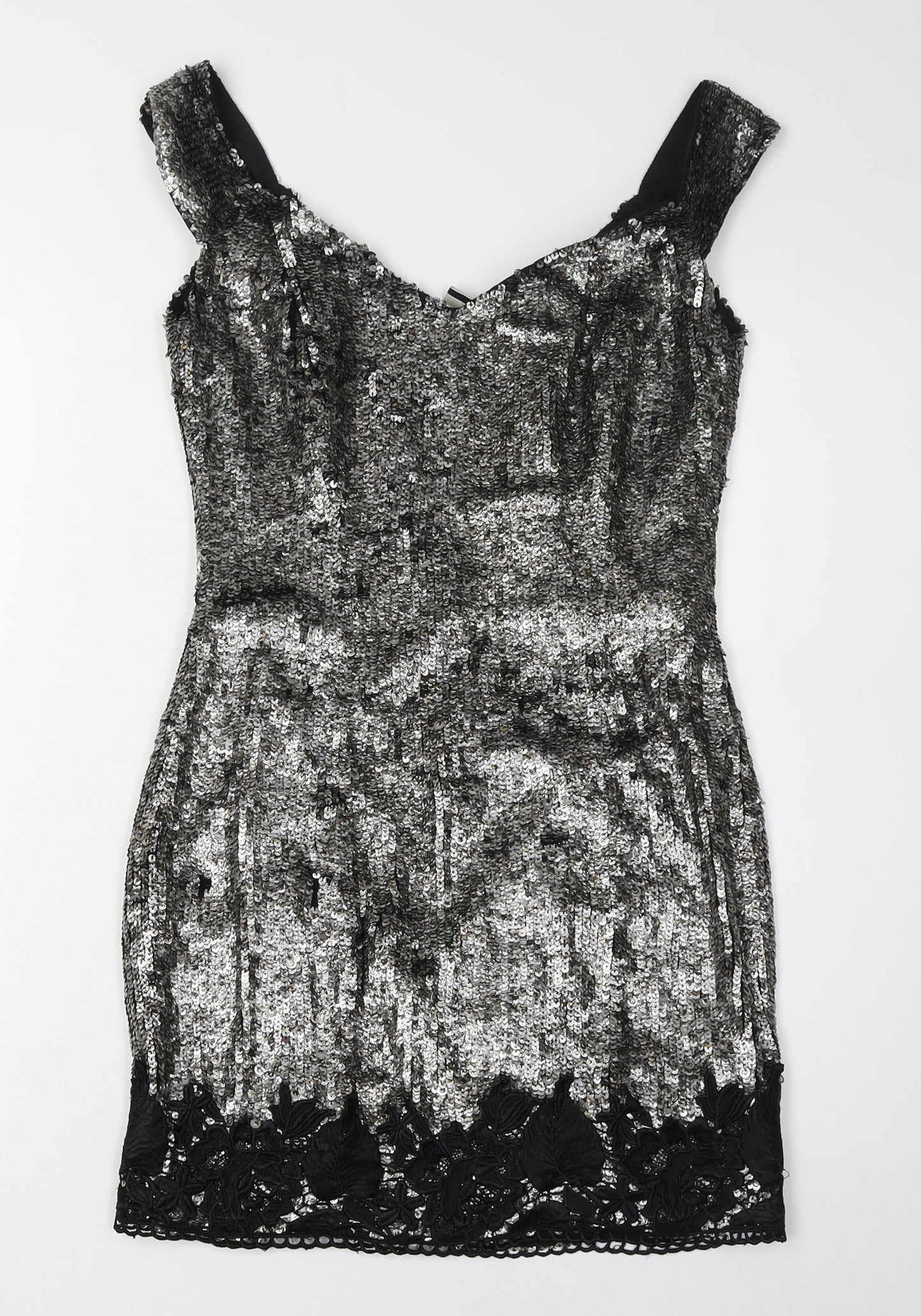Topshop Women's Silver Bodycon Dress Size 8